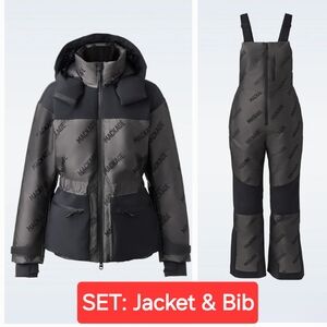 Mackage Nixie ski Jacket & Vinya ski bib jacquard logo pattern